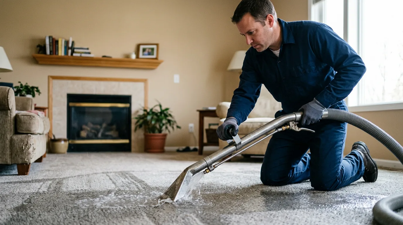 Water damage restoration technician working near Canton, MS